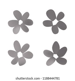 Flowers in gradient mesh, vector illustration. Four isolated abstract colored gradient flowers on white background. Realistic vector illustration for logo, web elements, ornaments, postcards.