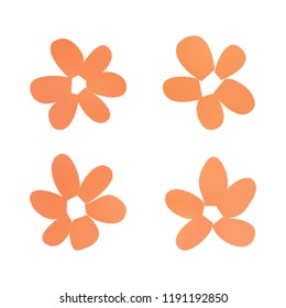 Flowers in gradient mesh, vector illustration. Four isolated abstract colored gradient flowers on white background. Realistic vector illustration for logo, web elements, ornaments, postcards.