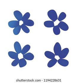Flowers in gradient mesh, vector illustration. Four isolated abstract colored gradient flowers on white background. Realistic vector illustration for logo, web elements, ornaments, postcards.