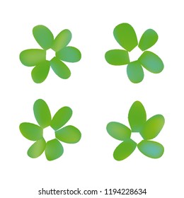 Flowers in gradient mesh, vector illustration. Four isolated abstract colored gradient flowers on white background. Realistic vector illustration for logo, web elements, ornaments, postcards.