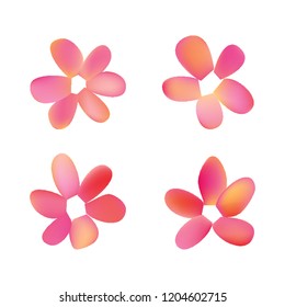 Flowers in gradient mesh, vector illustration. Four isolated abstract colored gradient flowers on white background. Realistic vector illustration for logo, web elements, ornaments, postcards.