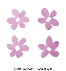 Flowers in gradient mesh, vector illustration. Four isolated abstract colored gradient flowers on white background. Realistic vector illustration for logo, web elements, ornaments, postcards.