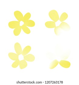 Flowers in gradient mesh, vector illustration. Four isolated abstract colored gradient flowers on white background. Realistic vector illustration for logo, web elements, ornaments, postcards.
