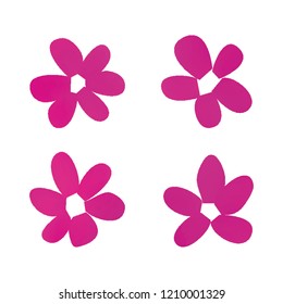 Flowers in gradient mesh, vector illustration. Four isolated abstract colored gradient flowers on white background. Realistic vector illustration for logo, web elements, ornaments, postcards.