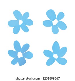 Flowers in gradient mesh, vector illustration. Four isolated abstract colored gradient flowers on white background. Realistic vector illustration for logo, web elements, ornaments, postcards.