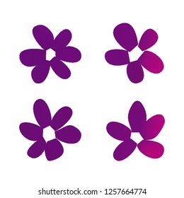 Flowers in gradient mesh, vector illustration. Four isolated abstract colored gradient flowers on white background. Realistic vector illustration for logo, web elements, ornaments, postcards.