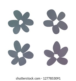 Flowers in gradient mesh, vector illustration. Four isolated abstract colored gradient flowers on white background. Realistic vector illustration for logo, web elements, ornaments, postcards.