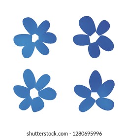 Flowers in gradient mesh, vector illustration. Four isolated abstract colored gradient flowers on white background. Realistic vector illustration for logo, web elements, ornaments, postcards.