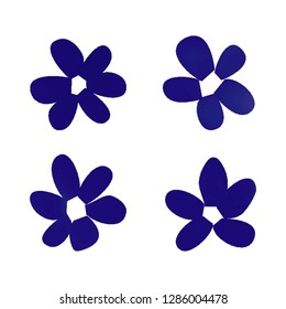 Flowers in gradient mesh, vector illustration. Four isolated abstract colored gradient flowers on white background. Realistic vector illustration for logo, web elements, ornaments, postcards.