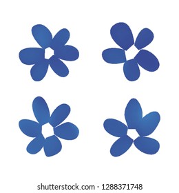 Flowers in gradient mesh, vector illustration. Four isolated abstract colored gradient flowers on white background. Realistic vector illustration for logo, web elements, ornaments, postcards.