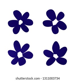 Flowers in gradient mesh, vector illustration. Four isolated abstract colored gradient flowers on white background. Realistic vector illustration for logo, web elements, ornaments, postcards.