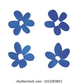 Flowers in gradient mesh, vector illustration. Four isolated abstract colored gradient flowers on white background. Realistic vector illustration for logo, web elements, ornaments, postcards.