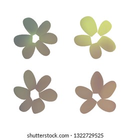 Flowers in gradient mesh, vector illustration. Four isolated abstract colored gradient flowers on white background. Realistic vector illustration for logo, web elements, ornaments, postcards.