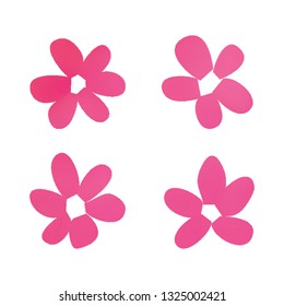 Flowers in gradient mesh, vector illustration. Four isolated abstract colored gradient flowers on white background. Realistic vector illustration for logo, web elements, ornaments, postcards.