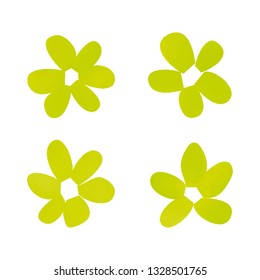 Flowers in gradient mesh, vector illustration. Four isolated abstract colored gradient flowers on white background. Realistic vector illustration for logo, web elements, ornaments, postcards.
