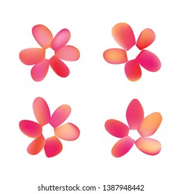 Flowers in gradient mesh, vector illustration. Four isolated abstract colored gradient flowers on white background. Realistic vector illustration for logo, web elements, ornaments, postcards.