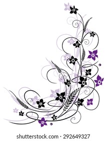 Flowers with grass, purple, violet