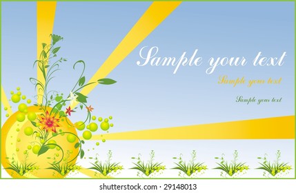Flowers and grass. Spring composition. Vector