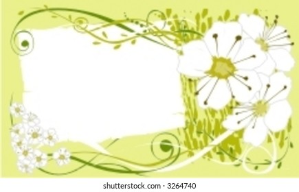 flowers with green background. vector illustration
