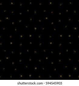 A lot of flowers in green colors. Cute vector seamless pattern with many repeating flower bouquetes on the black background.