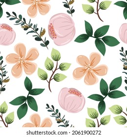 Flowers green garden seamless pattern vector