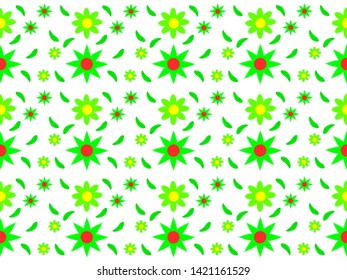 Flowers and green leaves pattern seamless 