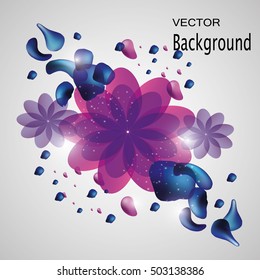 Flowers, greeting card background vector illustration.