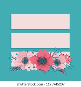 Flowers greeting card template. Vector frame.