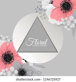 Flowers greeting card template. Vector frame.