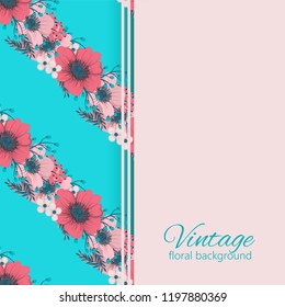 Flowers greeting card template. Vector frame.