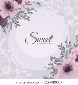 Flowers greeting card template. Vector frame.