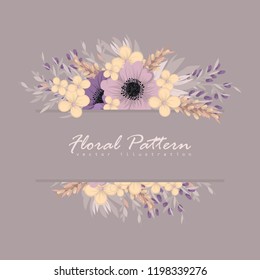 Flowers greeting card template. Vector frame.