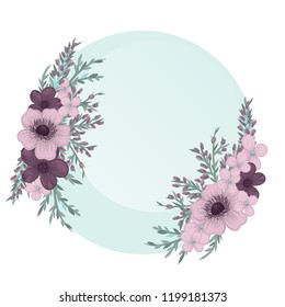Flowers greeting card template. Vector frame.