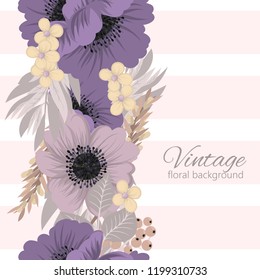 Flowers greeting card template. Vector frame.