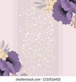 Flowers greeting card template. Vector frame.