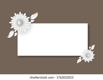 Flowers and greeting cards paper cut and craft style. vector, illustration.
