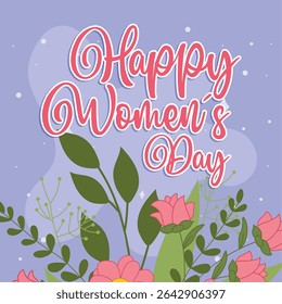 Flowers greeting womens day. Vector illustration