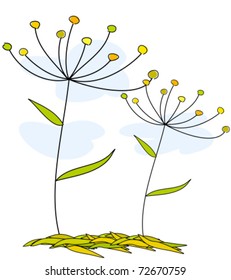Flowers growing in nature. Vector illustration