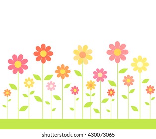 Flores que crecen en pradera. Ilustración del vector