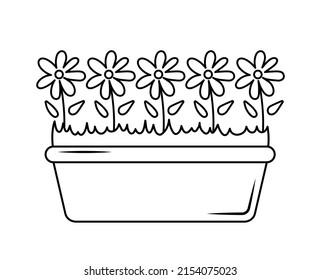 Flowers Growing Pot Houseplant Floor Planter Stock Vector (Royalty Free ...