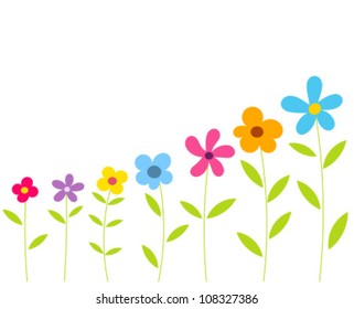 Flowers growing in a row