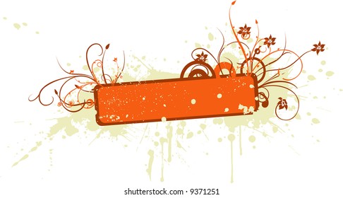flowers and grunge elements on banner