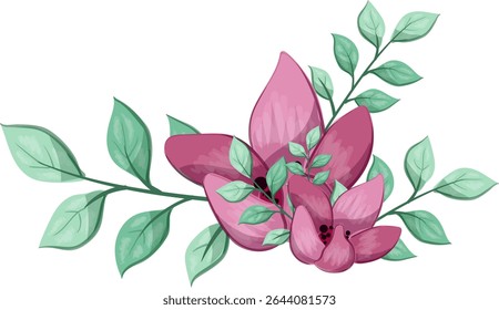 Flowers Half Bloom and Weeds Leaves Oblong