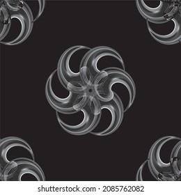 Flores. Elementos de diseño de espiral vectorial de semitono. Patrón sin foco con líneas grises