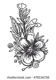 Flowers hand draw. Floral background