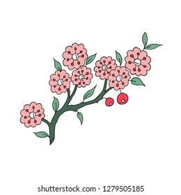 Flowers, hand drawing, motive design, embroidery design in vector.