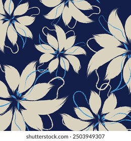 Flowers hand drawing textiles used in handdrawing clothes and fashion style in vector. A floral pattern textile tropical bicolor style for clothes design