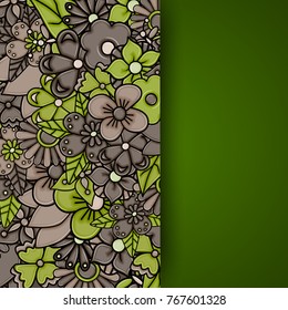 Flowers hand drawn cartoon card background. Spring or summer concept. Vector illustration doodle.
