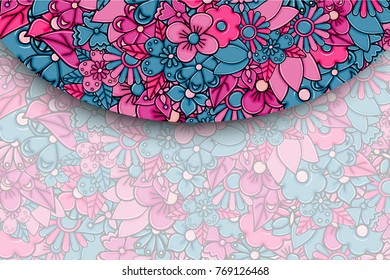 Flowers hand drawn cartoon card background. Spring or summer concept. Vector illustration doodle.