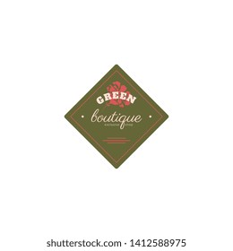 Flowers Hand Drawn Design Element in Vintage Style for Logotype, Label, Badge and other design. Flower shop retro vector illustration.